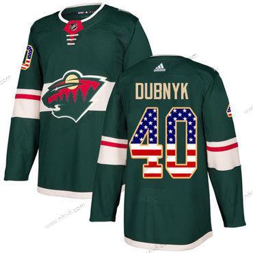 Minnesota Wild #40 Devan Dubnyk Vihreä Kotiottelu Aito USA Flag Ommeltu NHL Paita – Nuoret