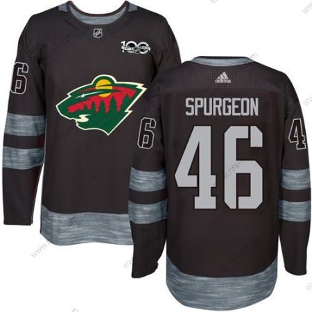 Minnesota Wild #46 Jared Spurgeon Musta 1917-2017 100th Vuosipäivä Ommeltu NHL Paita – Miesten