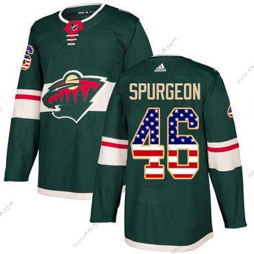 Minnesota Wild #46 Jared Spurgeon Vihreä Kotiottelu Aito USA Flag Ommeltu NHL Paita – Nuoret