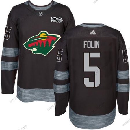 Minnesota Wild #5 Christian Folin Musta 1917-2017 100th Vuosipäivä Ommeltu NHL Paita – Miesten