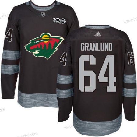 Minnesota Wild #64 Mikael Granlund Musta 1917-2017 100th Vuosipäivä Ommeltu NHL Paita – Miesten