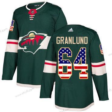 Minnesota Wild #64 Mikael Granlund Vihreä Kotiottelu Aito USA Flag Ommeltu NHL Paita – Nuoret