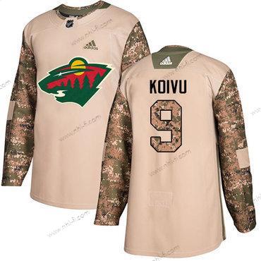 Minnesota Wild #9 Mikko Koivu Maastokuvio Aito 2017 Veterans Day Ommeltu NHL Paita – Nuoret