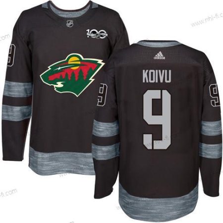 Minnesota Wild #9 Mikko Koivu Musta 1917-2017 100th Vuosipäivä Ommeltu NHL Paita – Miesten