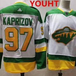 Minnesota Wild #97 Kirill Kaprizov 2021 Valkoinen Retro Ommeltu NHL Paita – Nuoret