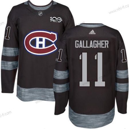 Montreal Canadiens #11 Brendan Gallagher Musta 1917-2017 100th Vuosipäivä Ommeltu NHL Paita – Miesten