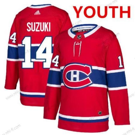 Montreal Canadiens #14 Nick Suzuki Punainen Ommeltu NHL Paita – Nuoret