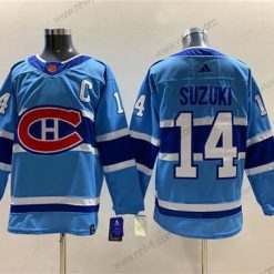 Montreal Canadiens #14 Nick Suzuki Sininen 2022-23 Käänteinen Retro Ommeltu Paita – Miesten