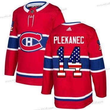 Montreal Canadiens #14 Tomas Plekanec Punainen Kotiottelu Aito USA Flag Ommeltu NHL Paita – Nuoret