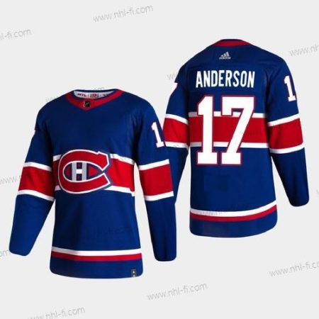 Montreal Canadiens #17 Josh Anderson Käänteinen Retro 2020-21 Aito Sininen Paita – Miesten