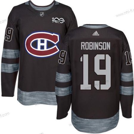 Montreal Canadiens #19 Larry Robinson Musta 1917-2017 100th Vuosipäivä Ommeltu NHL Paita – Miesten