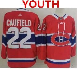 Montreal Canadiens #22 Cole Caufield Punainen Ommeltu NHL Paita – Nuoret