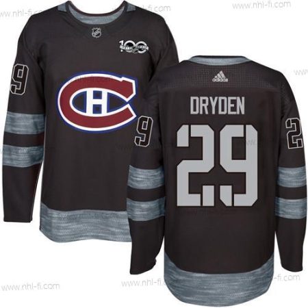 Montreal Canadiens #29 Ken Dryden Musta 1917-2017 100th Vuosipäivä Ommeltu NHL Paita – Miesten