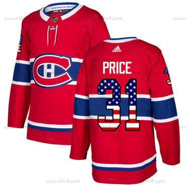 Montreal Canadiens #31 Carey Price Punainen Kotiottelu Aito USA Flag Ommeltu NHL Paita – Nuoret