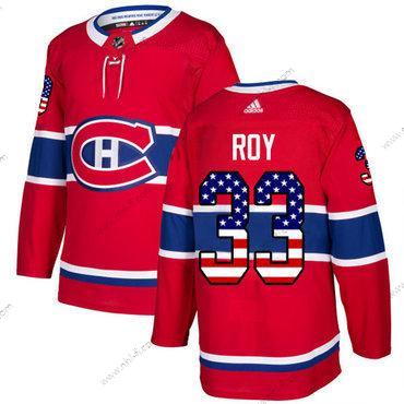 Montreal Canadiens #33 Patrick Roy Punainen Kotiottelu Aito USA Flag Ommeltu NHL Paita – Nuoret