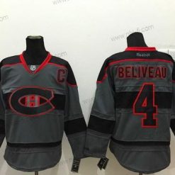 Montreal Canadiens #4 Jean Beliveau Charcoal Harmaa Paita – Miesten