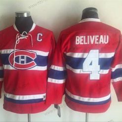 Montreal Canadiens #4 Jean Beliveau Punainen CCM Retro Ommeltu NHL Paita – Nuoret