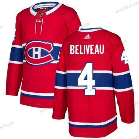 Montreal Canadiens #4 Jean Beliveau Punainen Kotiottelu Aito Ommeltu NHL Paita – Nuoret