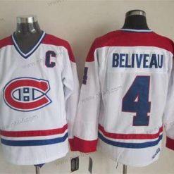 Montreal Canadiens #4 Jean Beliveau Valkoinen CCM Vintage Paita – Miesten