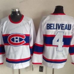 Montreal Canadiens #4 Jean Beliveau Valkoinen Retro CCM Paita – Miesten