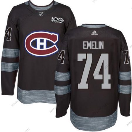 Montreal Canadiens #74 Alexei Emelin Musta 1917-2017 100th Vuosipäivä Ommeltu NHL Paita – Miesten