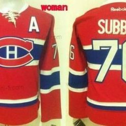 Montreal Canadiens #76 P.K. Subban Reebok Punainen 2015-16 Kotiottelu Premier Paita – Naisten