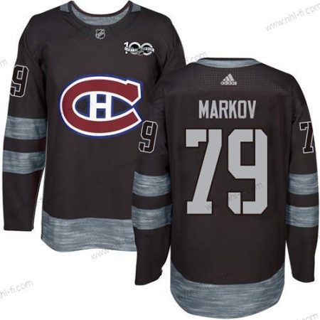 Montreal Canadiens #79 Andrei Markov Musta 1917-2017 100th Vuosipäivä Ommeltu NHL Paita – Miesten