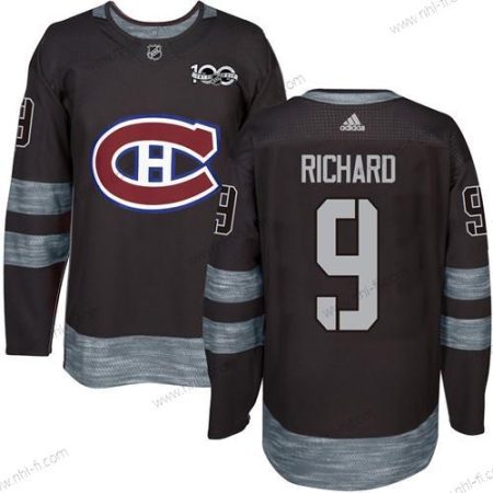 Montreal Canadiens #9 Maurice Richard Musta 1917-2017 100th Vuosipäivä Ommeltu NHL Paita – Miesten