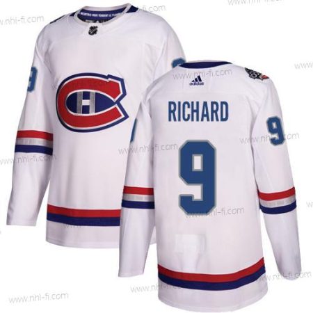 Montreal Canadiens #9 Maurice Richard Valkoinen Aito 1917-2017 100th Klassinen Ommeltu NHL Paita – Nuoret