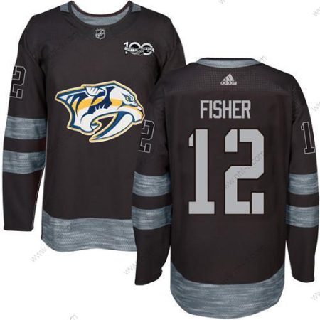 Nashville Predators #12 Mike Fisher Musta 1917-2017 100th Vuosipäivä Ommeltu NHL Paita – Miesten