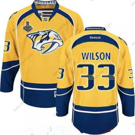 Nashville Predators #33 Colin Wilson Keltainen 2017 Stanley Cup Finals Patch Ommeltu NHL Reebok Jääkiekko Paita – Miesten