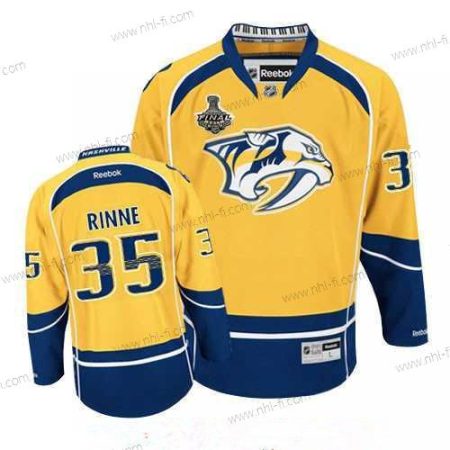 Nashville Predators #35 Pekka Rinne Keltainen 2017 Stanley Cup Finals Patch Ommeltu NHL Reebok Jääkiekko Paita – Miesten