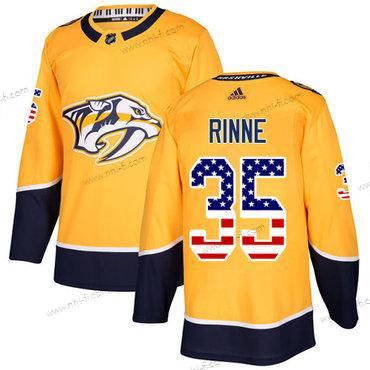 Nashville Predators #35 Pekka Rinne Keltainen Kotiottelu Aito USA Flag Ommeltu NHL Paita – Nuoret