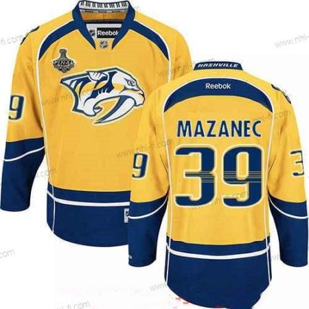 Nashville Predators #39 Marek Mazanec Keltainen 2017 Stanley Cup Finals Patch Ommeltu NHL Reebok Jääkiekko Paita – Miesten