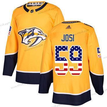 Nashville Predators #59 Roman Josi Keltainen Kotiottelu Aito USA Flag Ommeltu NHL Paita – Nuoret