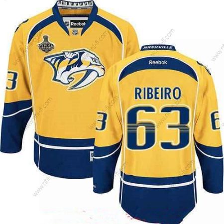 Nashville Predators #63 Mike Ribeiro Keltainen 2017 Stanley Cup Finals Patch Ommeltu NHL Reebok Jääkiekko Paita – Miesten