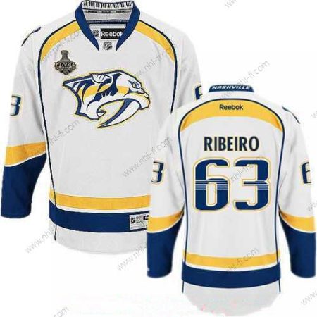 Nashville Predators #63 Mike Ribeiro Valkoinen 2017 Stanley Cup Finals Patch Ommeltu NHL Reebok Jääkiekko Paita – Miesten