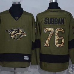 Nashville Predators #76 P. K. Subban Vihreä Salute to Service Ommeltu NHL Reebok Jääkiekko Paita – Miesten