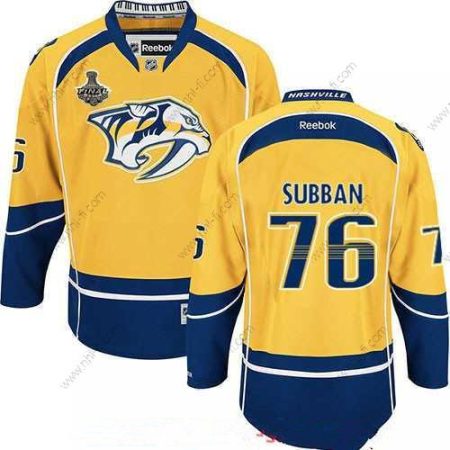 Nashville Predators #76 P.K. Subban Keltainen 2017 Stanley Cup Finals Patch Ommeltu NHL Reebok Jääkiekko Paita – Miesten