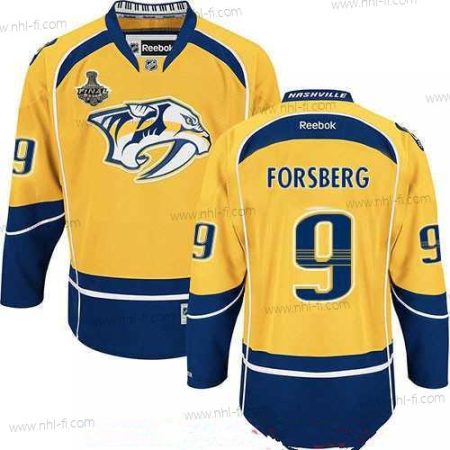 Nashville Predators #9 Filip Forsberg Keltainen 2017 Stanley Cup Finals Patch Ommeltu NHL Reebok Jääkiekko Paita – Miesten