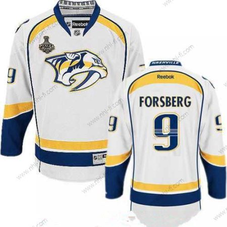 Nashville Predators #9 Filip Forsberg Valkoinen 2017 Stanley Cup Finals Patch Ommeltu NHL Reebok Jääkiekko Paita – Miesten