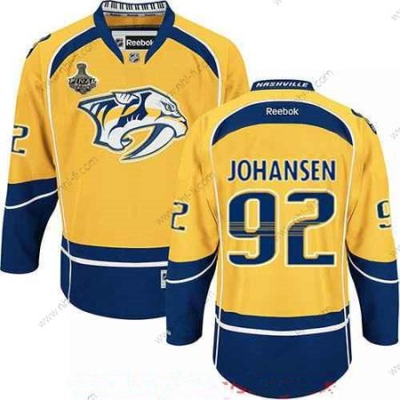 Nashville Predators #92 Ryan Johansen Keltainen 2017 Stanley Cup Finals Patch Ommeltu NHL Reebok Jääkiekko Paita – Miesten