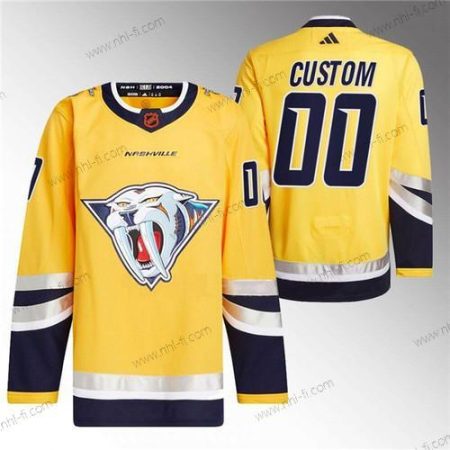 Nashville Predators Räätälöidyt Kulta 2022-23 Käänteinen Retro Ommeltu Paita – Miesten