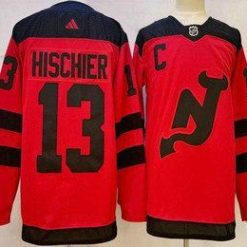 New Jersey Devils #13 Nico Hischier Punainen 2024 Stadium Series Aito Paita – Miesten