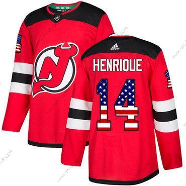 New Jersey Devils #14 Adam Henrique Punainen Kotiottelu Aito USA Flag Ommeltu NHL Paita – Nuoret