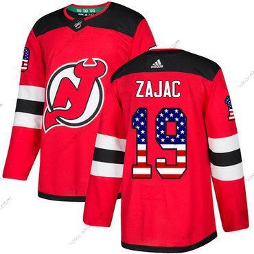 New Jersey Devils #19 Travis Zajac Punainen Kotiottelu Aito USA Flag Ommeltu NHL Paita – Nuoret