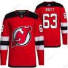 New Jersey Devils #63 Jesper Bratt Punainen Ommeltu Paita – Miesten