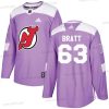 New Jersey Devils #63 Jesper Bratt Violetti Aito Taistelee syöpää vastaan Ommeltu NHL Paita – Nuoret