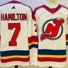 New Jersey Devils #7 Dougie Hamilton Valkoinen 2022 Käänteinen Retro Aito Paita – Miesten