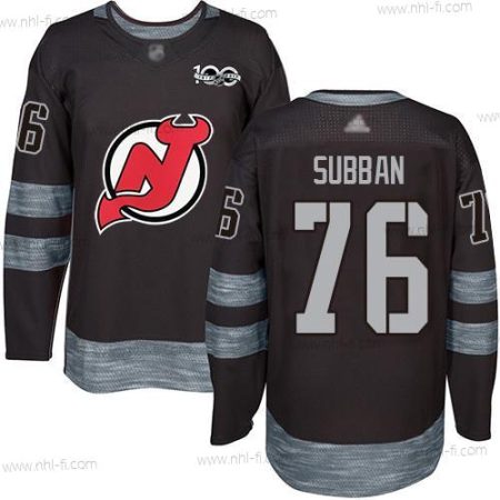 New Jersey Devils #76 P. K. Subban Musta 1917-2017 100th Vuosipäivä Ommeltu Jääkiekko Paita – Miesten